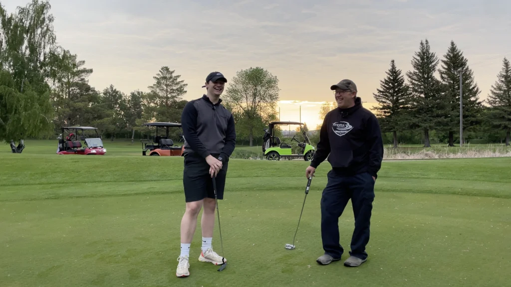 99th President and the CEO of Prairie Golf Supplies share a laugh